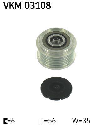 Poulie roue libre, alternateur (Poulie débrayable d'alternateur) SKF VKM 03108